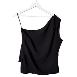 NWT White House Black Market Women’s One Shoulder Bodice‎ Top Black Size 10